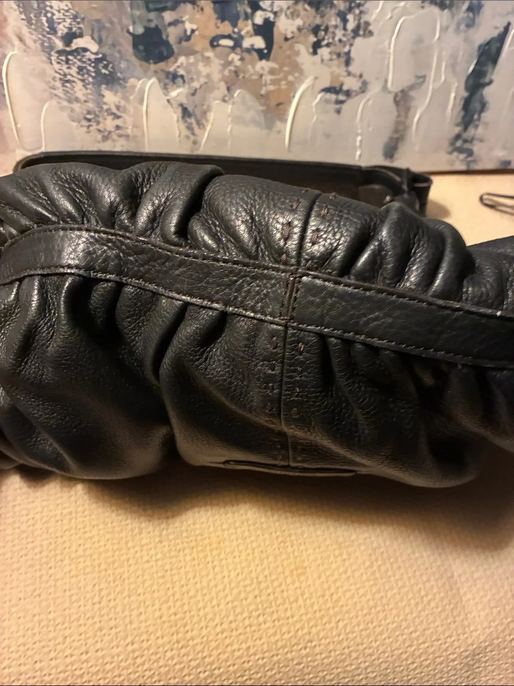Genuine Cole Haan Black Leather Shoulder Bag - Classic Women's Hobo Minimalist